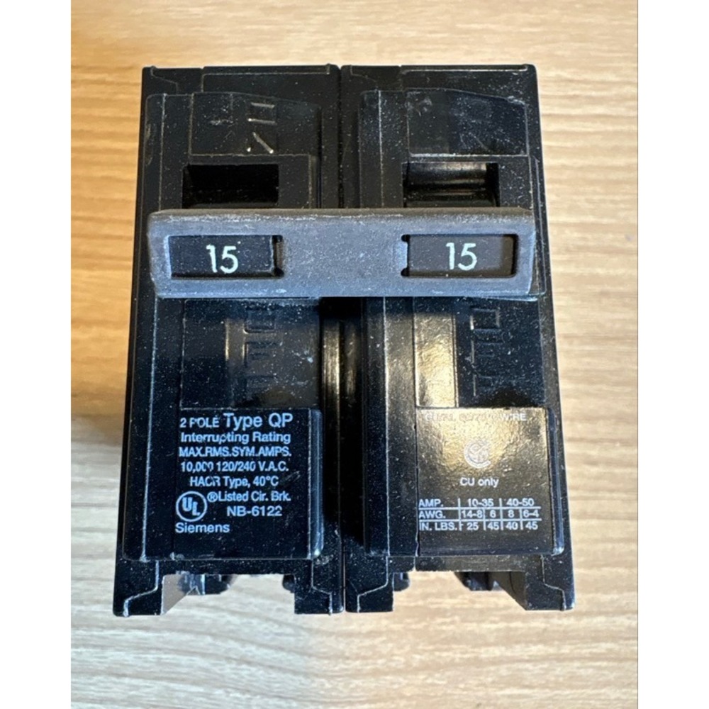 Siemens Q215 15 Amp 2-Pole Type QP Circuit Breaker 120/240V 10k AIC NB-6122